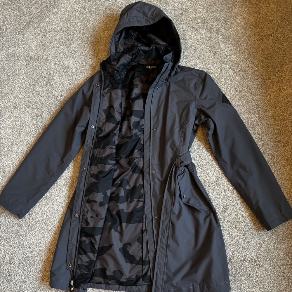 Women's Gray Hooded Rain Jacket
